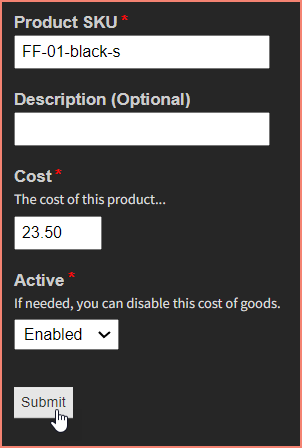 Edit form with Submit button