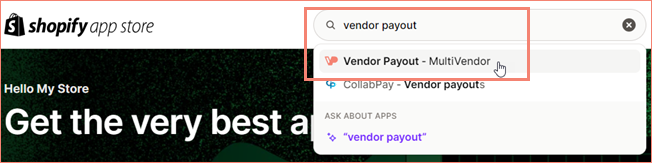 Search for Vendor Payout in the App Store