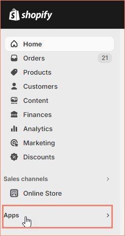 Shopify Apps menu