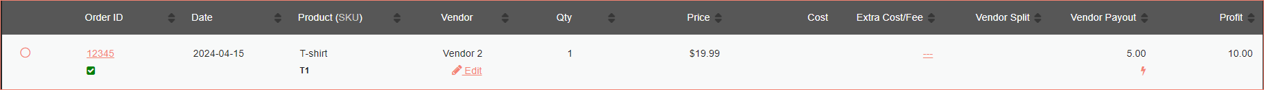 New order in the Orders Grid