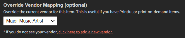 Select vendor for override
