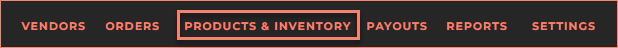 Products and Inventory screen