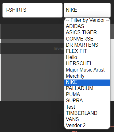 Product filter options