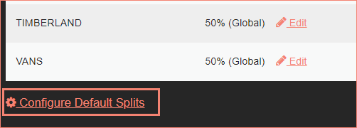 Configure Default Splits link