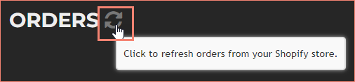 Sync icon next to Orders title